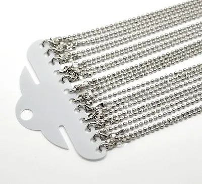 12x Silver Tone Lobster Clasp Ball (2.4mm) Bead Chain Necklace Connectors 51cm • £5.99