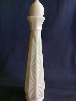 Hosier Sunburst Pattern Milk Glass Bud Vase W/top Vintage - Good Condition • $15