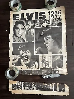 Vintage 1970s Elvis Presley Memorial Poster Torn & Ripped 20.5x28 • $18.80