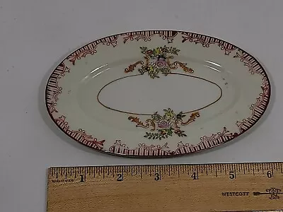 Japan Vintage Porcelain Miniature Tea Set Platter  3 3/4  X 6 1/4  Floral & Red  • $12