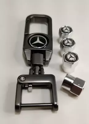 Mercedes Zinc Alloy Luxuryy Keychain W Logo Chrome Valve Stems FOB • $14.47