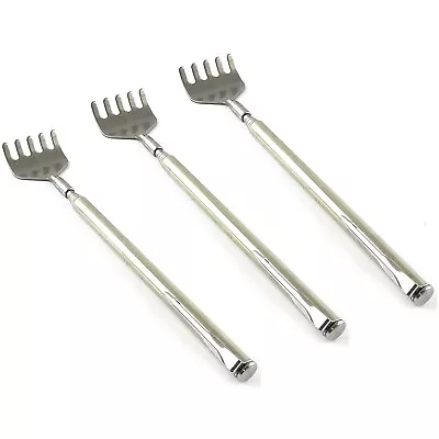 3 PC LONG REACH EXTENDABLE TELESCOPING BACK SCRATCHER W/ POCKET CLIP Metal • $9.95