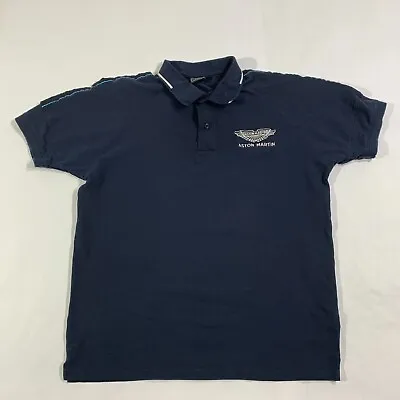 Aston Martin Racing Polo Shirt Mens Medium Blue Short Sleeve Hackett Embroidered • $24.41