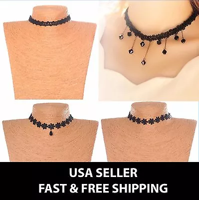 Womens Lace Collar Gothic Bib Choker Necklace Pendant Victorian Steampunk • $4.59