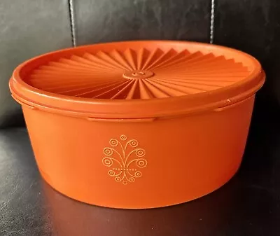 Vintage Tupperware Servalier Container Orange 1204-12 Container With Lid 1205-6 • $12