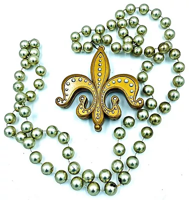 Fleur De Lis Gold Mardi Gras Bead Necklace New Orleans Parade Style 2 • $4.95