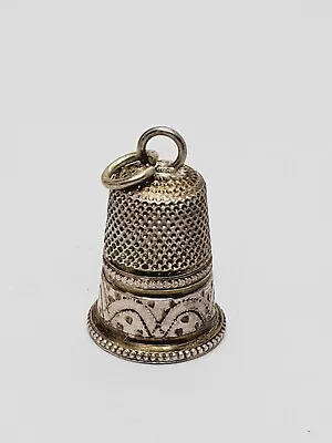 Vintage Sterling Silver Hallmarked Large Thimble Sewing Charm Pendant (79) • $16.50