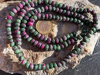 £8.45 • Buy Ruby In Zoisite - Semi Precious Gemstone Beads - 38cm Strand - Jewellery Making