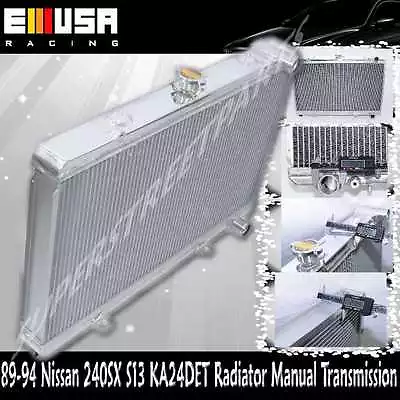 EMUSA Aluminum 2  2 Row Performance RADIATOR Fit 89-94 Nissan 240SX S13 KA24DET • $1099.85