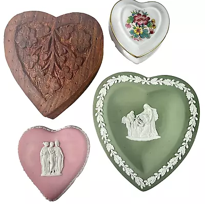 Vintage Heart Box Collection Wedgewood Hearts Carved Wood & Coalport  • $65