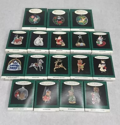 Lot Of 17 Hallmark Miniature Mini Ornaments 1994 Christmas Santa Bear Movement • $19.99