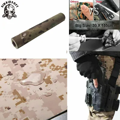 Tactical Hunting Camo Sticker Elastic Cloth Tape Self-adhesive Wrap MC 150x30cm • £23.99