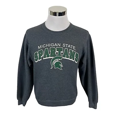 Vintage Michigan State Spartan Sweater Mens Small S Gray Green NCAA Sweatshirt • $19.99