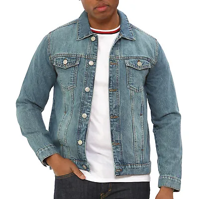 Mens Jacket Denim Trucker Jacket Classic Washed Vintage Style Jeans Coat For Men • £19.99