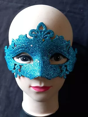 Mens Woman Blue Masquerade Ball Costume Halloween Christmas Prop Cruise Masks • £4.75