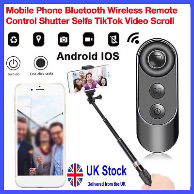 Mobile Phone Bluetooth Wireless Remote Control Shutter Selfs TikTok Video Scroll • £5.99