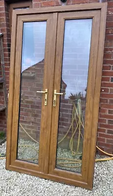 £200 • Buy UPVC Patio French Doors Used - Light Oak / Golden Oak 2100mm X 1170mm