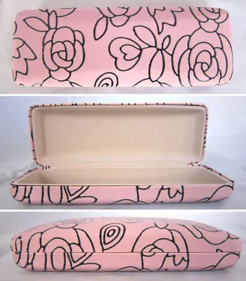 C11 Rose Pattern Reading Glasses Case/Womens Metal Hard Case Faux Leather Cover • £4.99