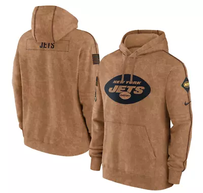 Men's New York Jets Brown 2023 Salute To Service Club Pullover Hoodie • $62.99