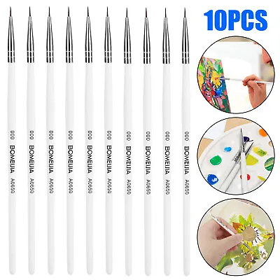 10Pcs Miniature Detail Liner Paint Brushes Art Nail Model Oil Acrylic Painting • $9.48