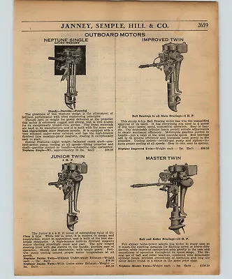 1934 PAPER AD Neptune Single Master Twin Outboard Motors Specs Specifications • $14.98