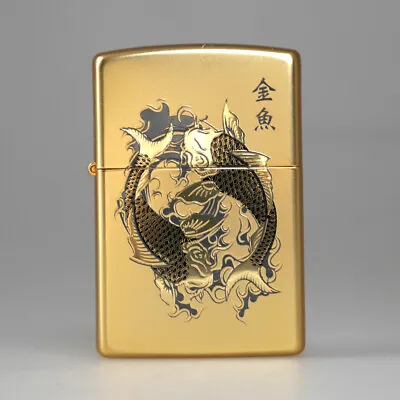 Zippo 250-18 Gold Fish Gd Lighter • £56.31