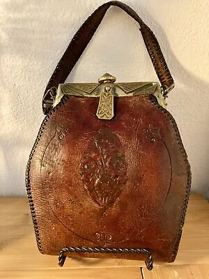 Antique Art Nouveau Art Deco Tooled Leather Purse 1920s • $25