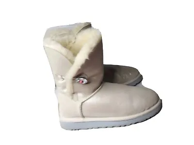 UGG Australia 1002174 Light Shimmer Gray Bailey Button I Do Bridal Boots Size 7 • $55