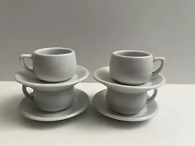 New Vintage Hotelware Fine White Porcelain Espresso Cups & Saucers X 4 NOS! • $39.99