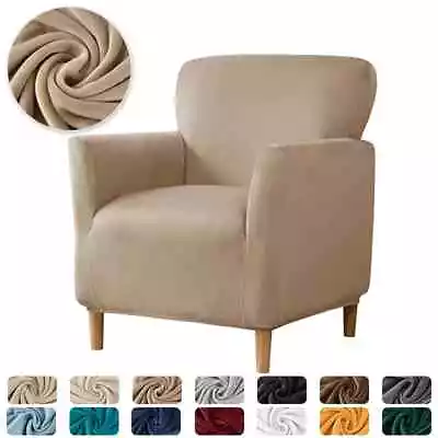 Elastic Solid Color Armchair Velvet Stretch Slipcovers Stretch Single Sofa Cover • $39.83