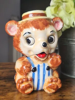 Vintage VICTORIA CERAMICS Bear Honey Pot Jar - Tongue Spoon -  JAPAN KITSCH! • $27