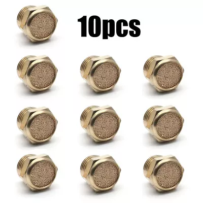 10Pcs Brass Sintered Bronze Breather Vent Flat Pneumatic Muffler Filter 1/8  NPT • $12.85