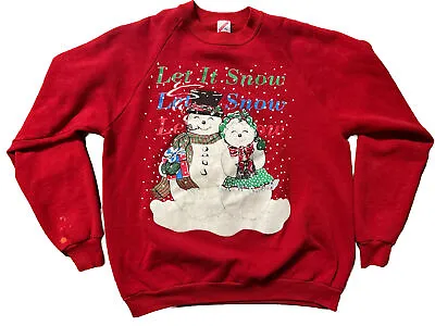 Rare Vintage 80s 90s UGLY CHRISTMAS Snowman Merry Xmas Holiday Let It Snow Vtg • $19.99
