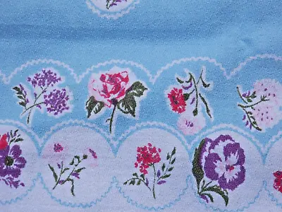 Vintage Tablecloth Light Blue Floral • $29.65