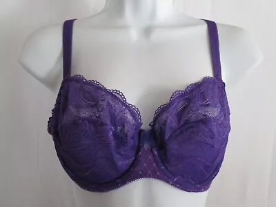 Wacoal Purple Bra Size 34D Floral Embroidery Lace Unlined Underwire Bra 855115 • $24.99