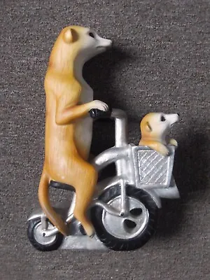 Meerkats On A Bicycle Ornament With Solar Powered Light - 24.5cm Tall • £9.99