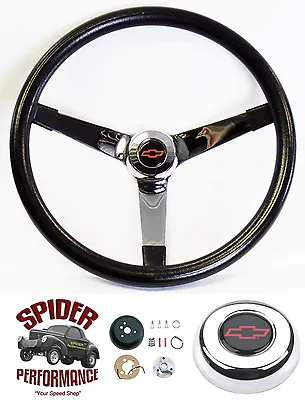 $139.95 • Buy 67-68 Caprice Impala Biscayne Steering Wheel Red Bowtie 14 3/4  VINTAGE CHROME
