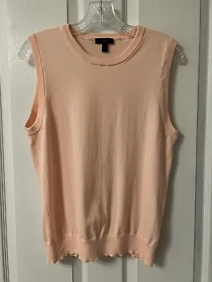 J. Crew Jackie Shell Sweater Size L  Cotton Blend Sleeveless Peachy Pink • $14.99