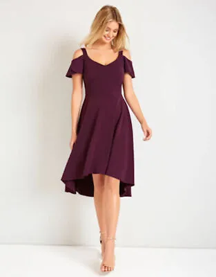 £38.90 • Buy Bravissimo / Pepperberry Cold Shoulder High Low Hem Dress Semi Fit Purple