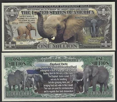 New Million Dollar Elephant Bill Play Funny Money Novelty Note +FREE SLEEVE • $1.69