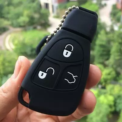 Fit Mercedes Benz C E G Class Black 3 Button Remote Key Silicone Skin Case Cover • $4.96