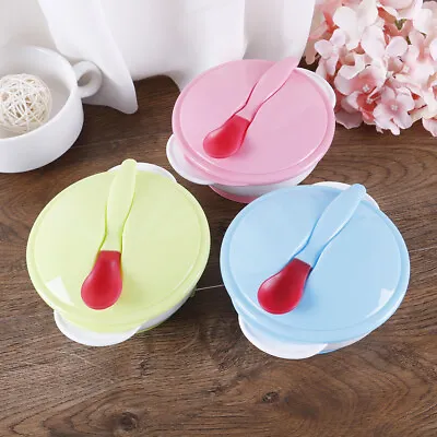 Baby Feeding Suction Bowl Set Slip-resistant Tableware With Sensing Spoon Rl Px • £4.32