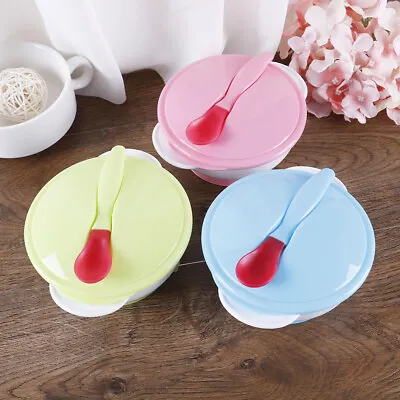 Baby Feeding Suction Bowl Set Slip-resistant Tableware With Sensing Spoon.  ZT • £4.96