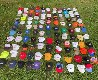 Vintage Hat Cap Lot Trucker Snap Back Strap Mesh Base Ball Bundle Of 120 Huge AA • $299.91