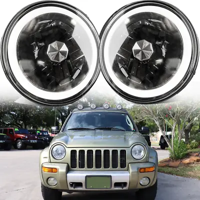 PAIR DOT 7  Inch LED Headlights DRL Turn Signal Combo For 2003-2007 Jeep Liberty • $26.99