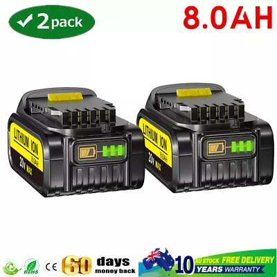 2Pack For DEWALT 18V 8.0Ah XR DCB184 DCB185 LITHIUM ION BATTERY DCB182 DCB200 • $71.89