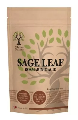 Sage Leaf 300mg Capsules Natural Sage Leaf  Powder Best Vegan Clean Supplement • £6.49