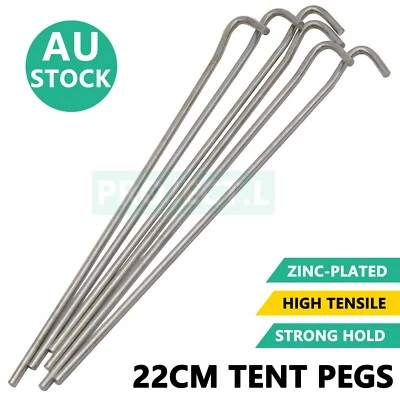 $11.99 • Buy Galvanized Steel Tent Pegs Hook Outdoor Camping Trip Ground Durable Nail Stakes