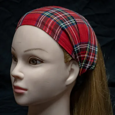 Wide Red Tartan Hair Band Head Turban Bandana Ladies Fashion Hogmanay • £4.99