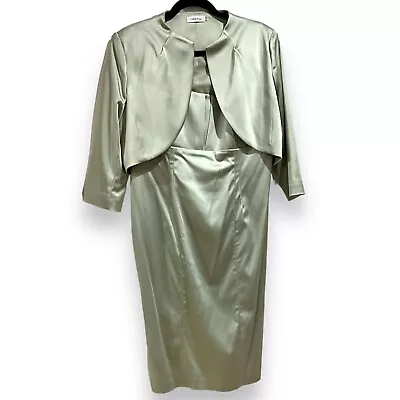 CALVIN KLEIN Mother Of The Bride Dress & Jacket Sage Green Size 14 • $59.20